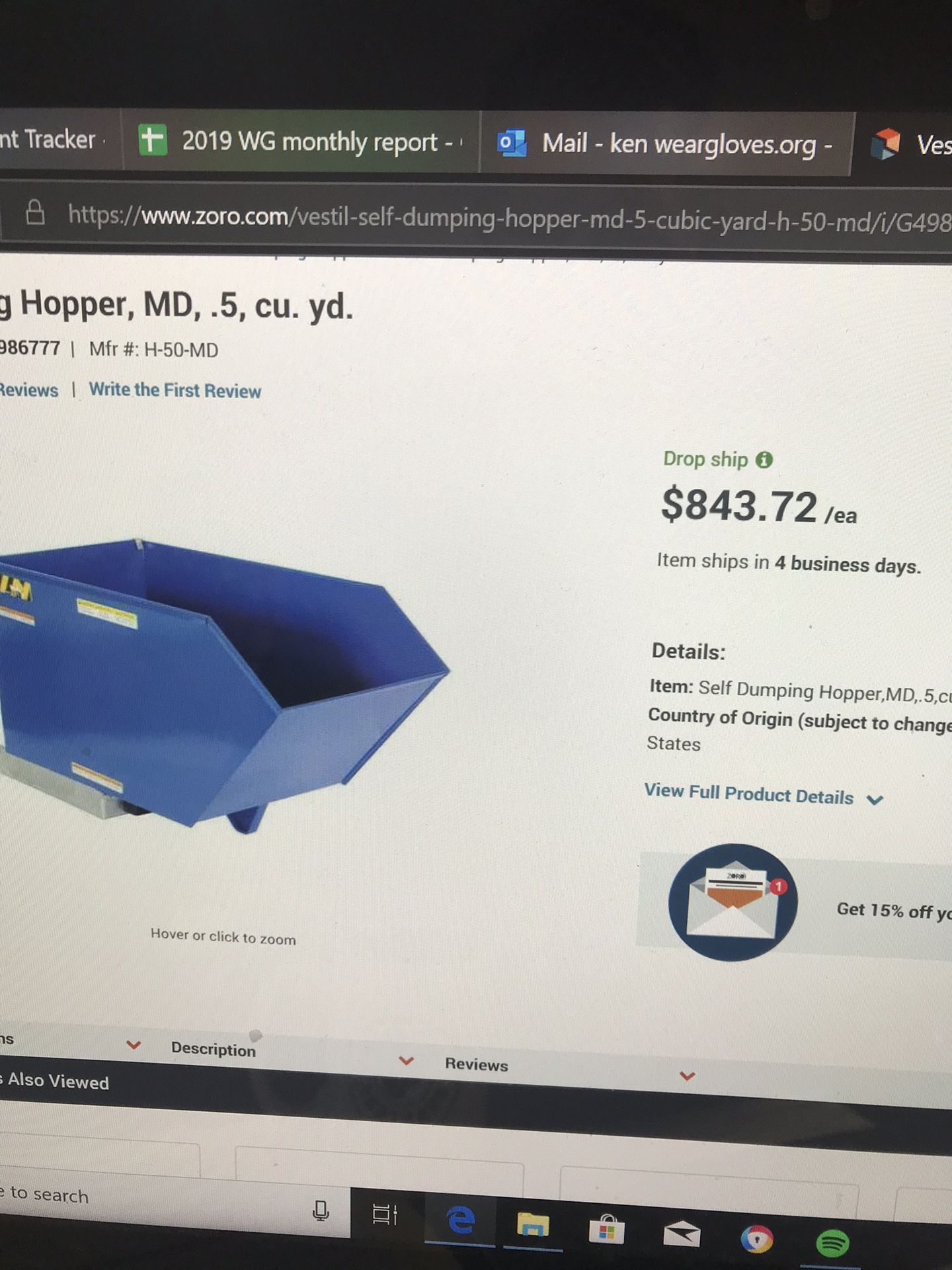 Self dumping forklift hopper