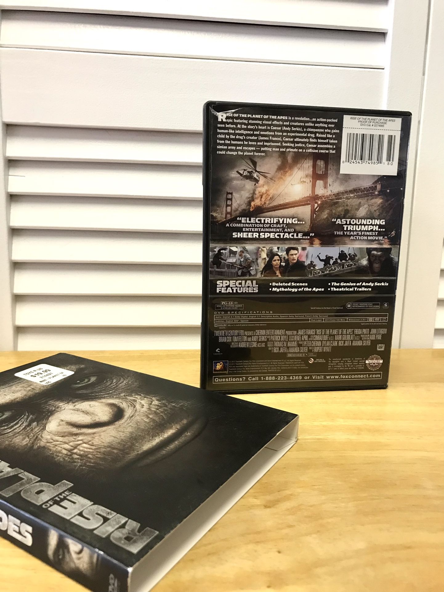 Rise Of The Planet Of The Apes DVD W/Special Features