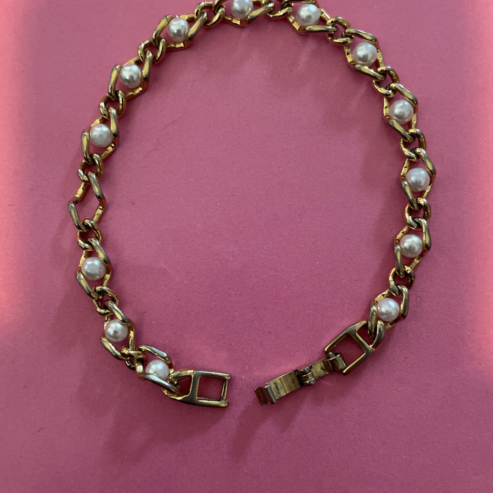 Real Gold And Pearl Chain Anklet/Bracelet