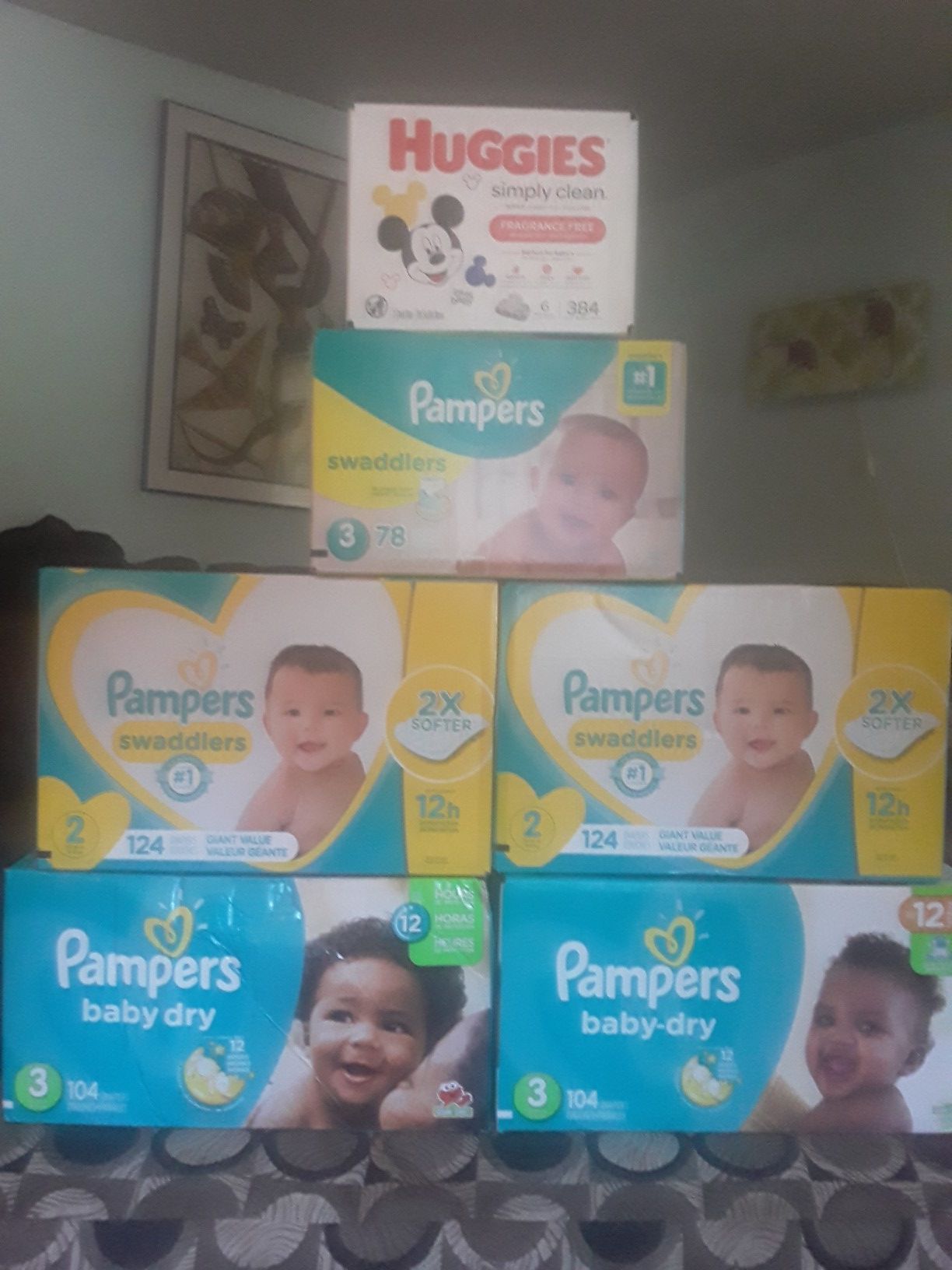 Pampers and huggies wipes...$80