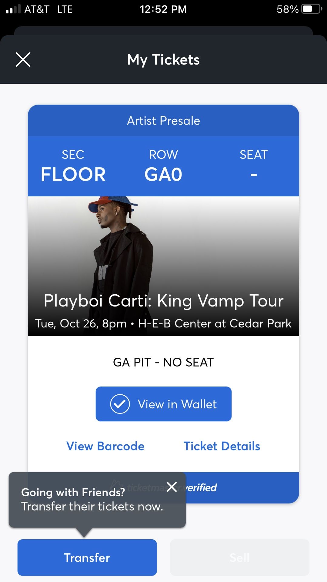Playboi Carti Sold Out GA Pit Ticket!