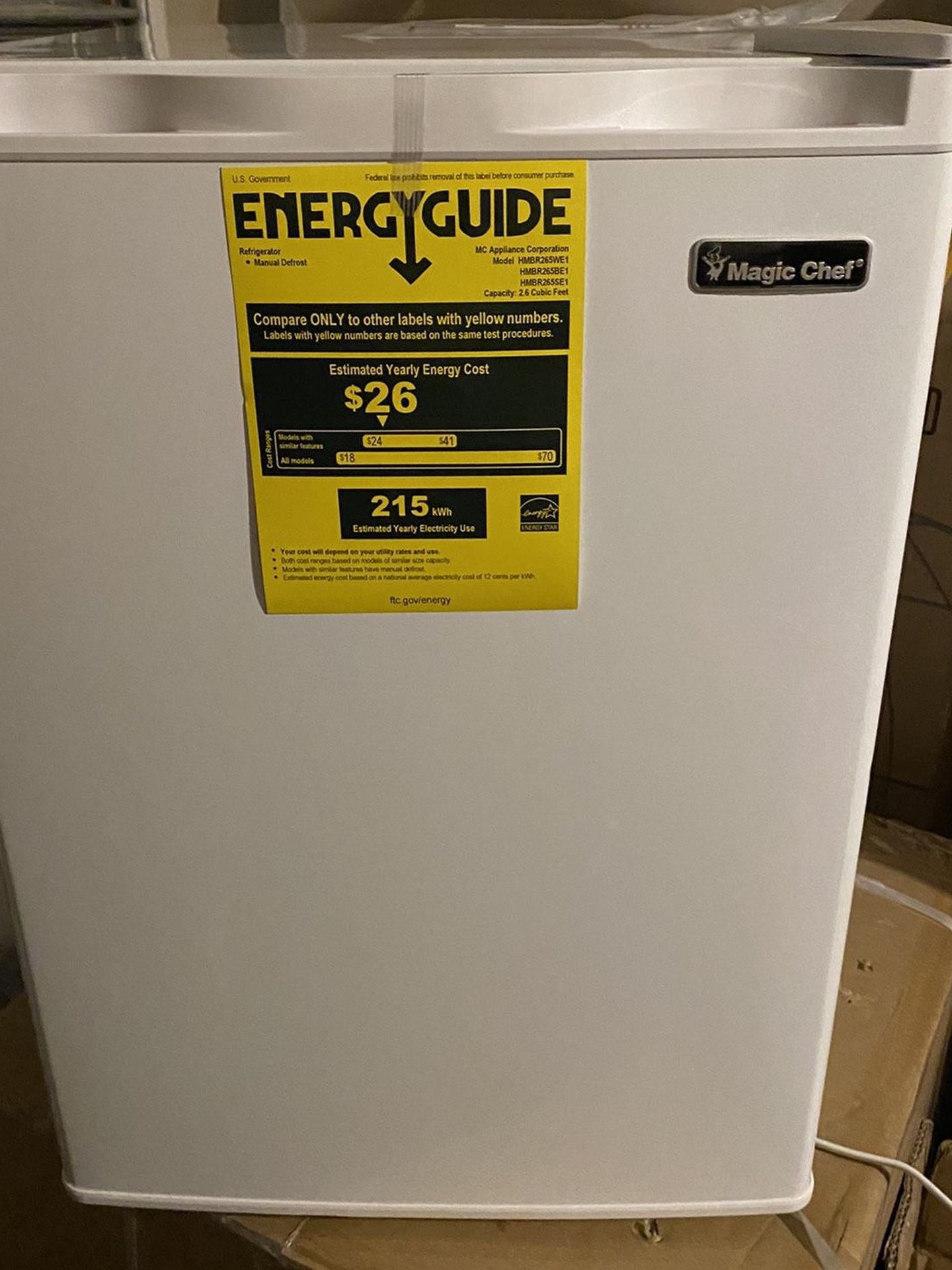 Magic Chef 2.6 Cu Ft Compact Refrigerator