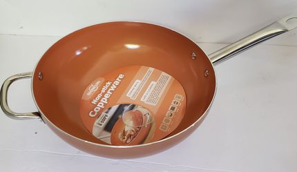 Nonstick Ceramic Copper 12 Inch Wok and Stir Fry Pans with Lid Thumbnail