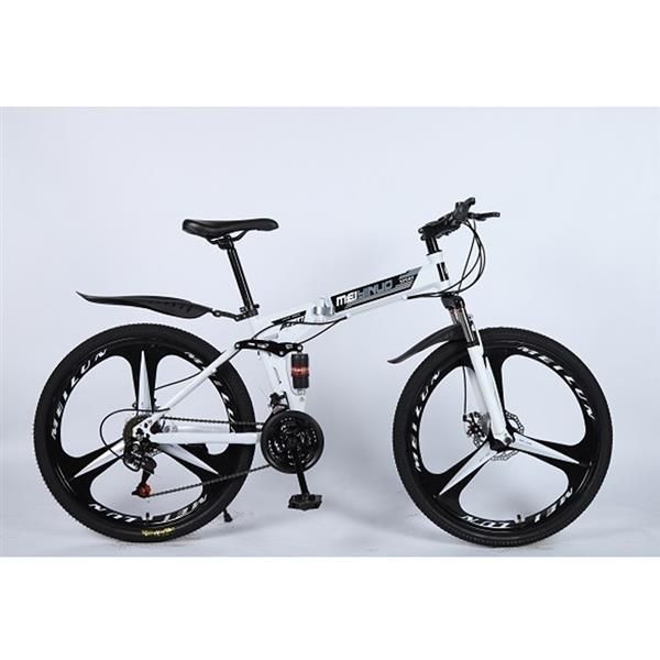 White 26 inch 21-speed folding mountain bike spoke wheel dual suspension bike for adult