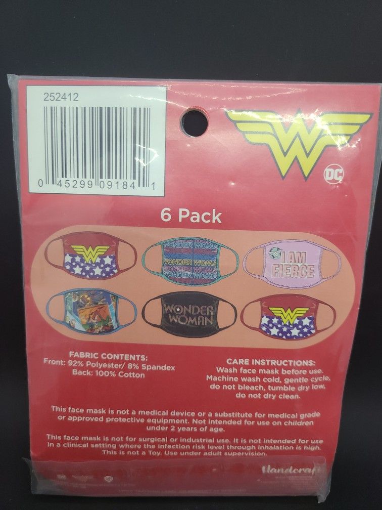 Wonder Women 6pk Washable Children's Face Mask