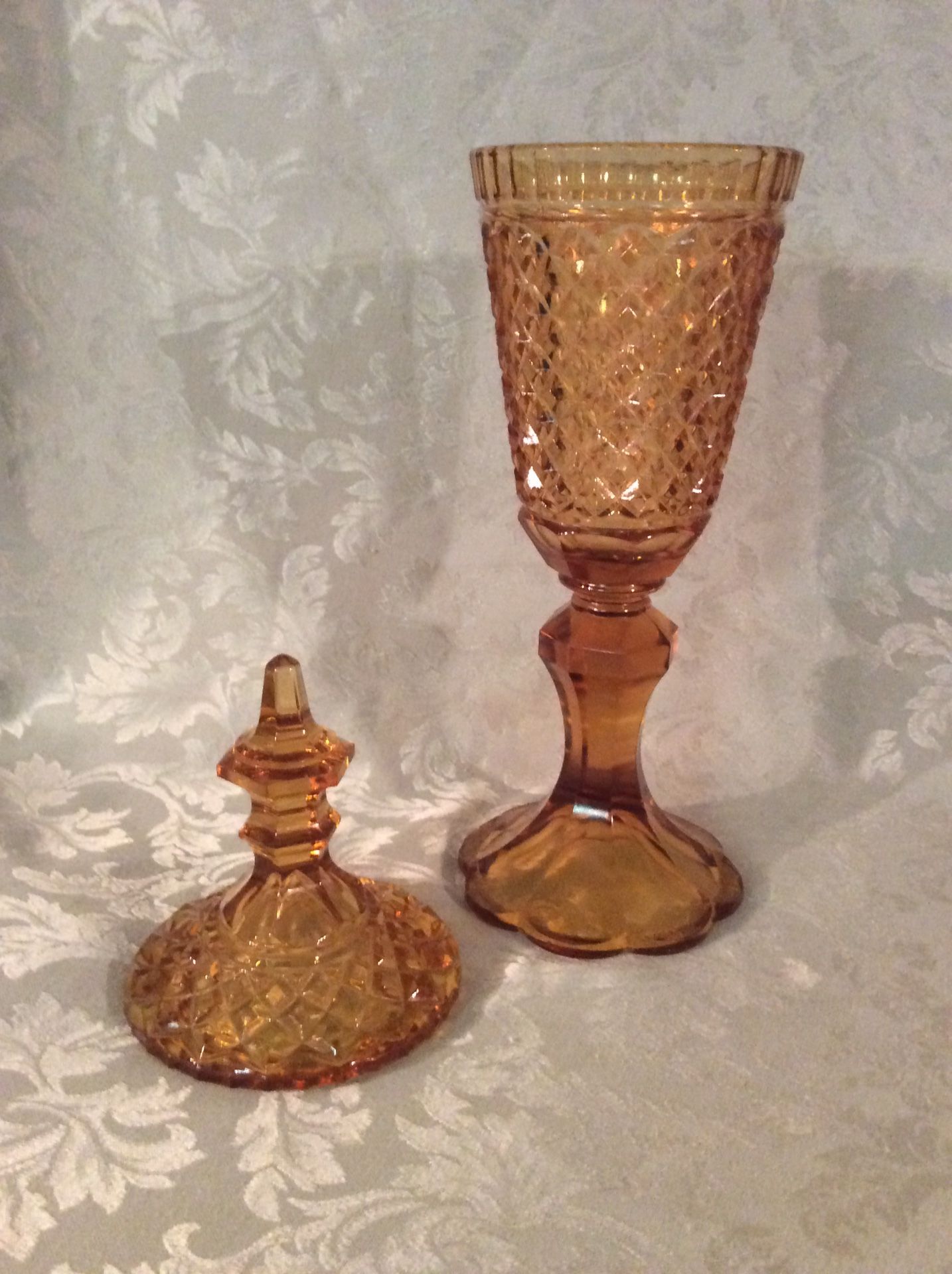 Lovely Amber-Colored Glass Candy Dish
