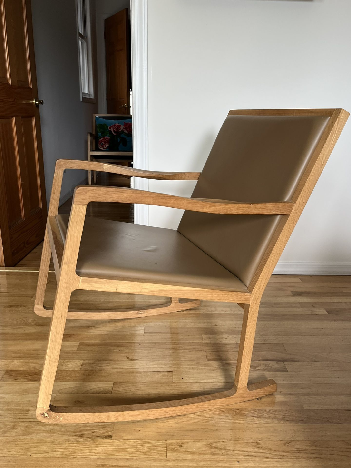 Wood & Leather Rocking Chair 