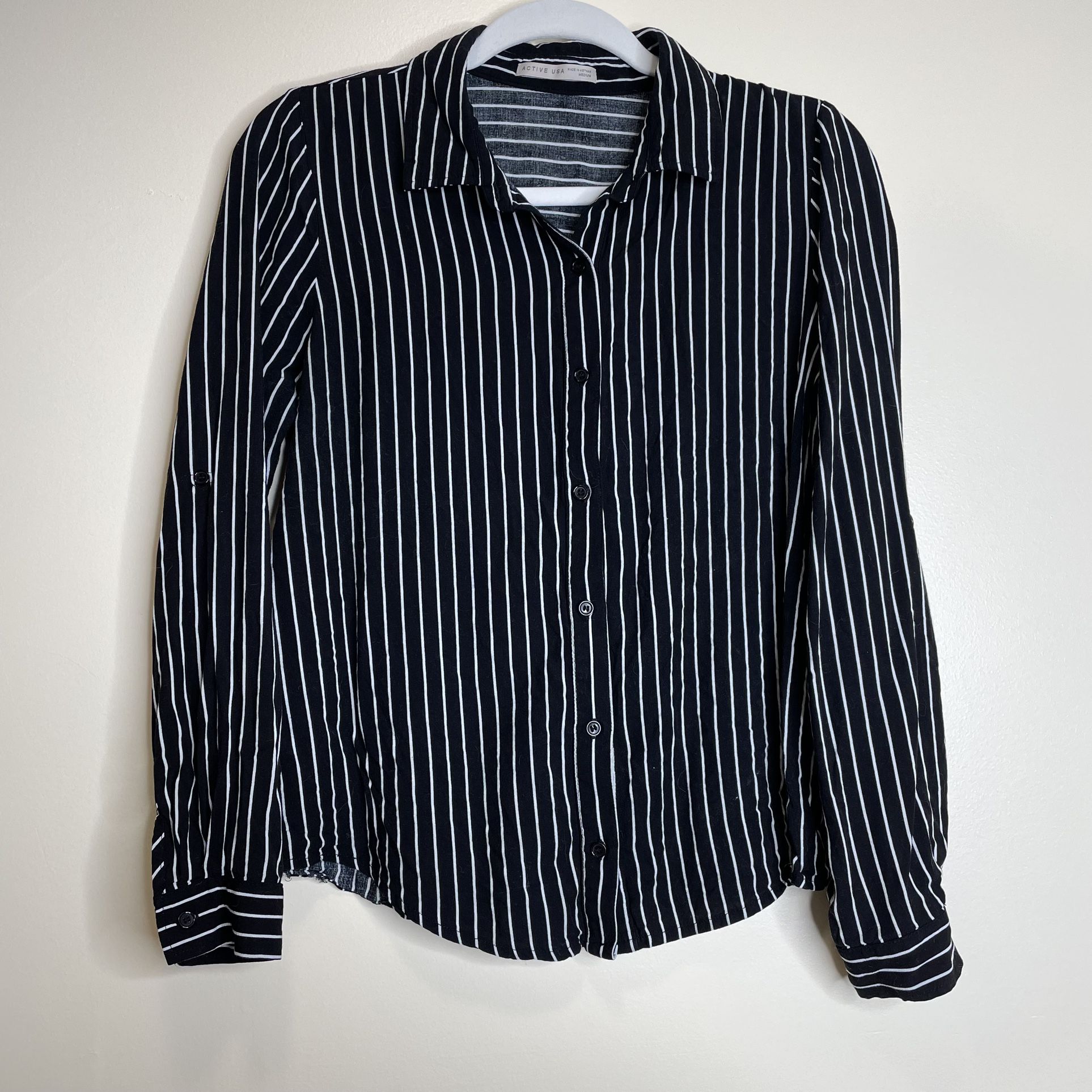 Black and White Striped Button Down Shirt Size Medium