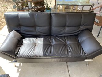 Brown Leather Futon With Power Source Thumbnail