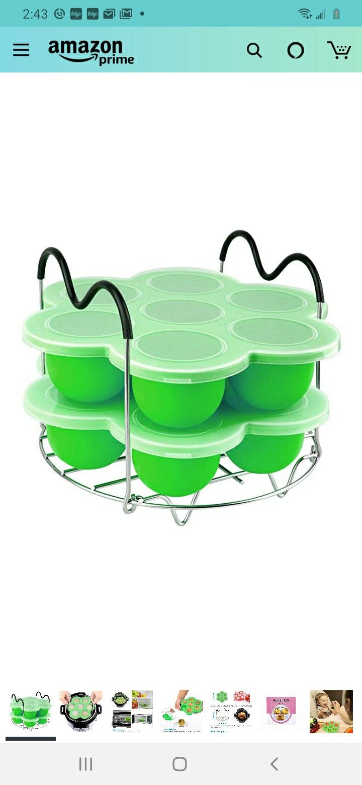 PRAMOO Silicone Egg Bites Molds and Steamer Rack Trivet with Handles for Instant Pot Accessories, 3pcs/set for 6qt & 8qt Electric Pressure Cooker