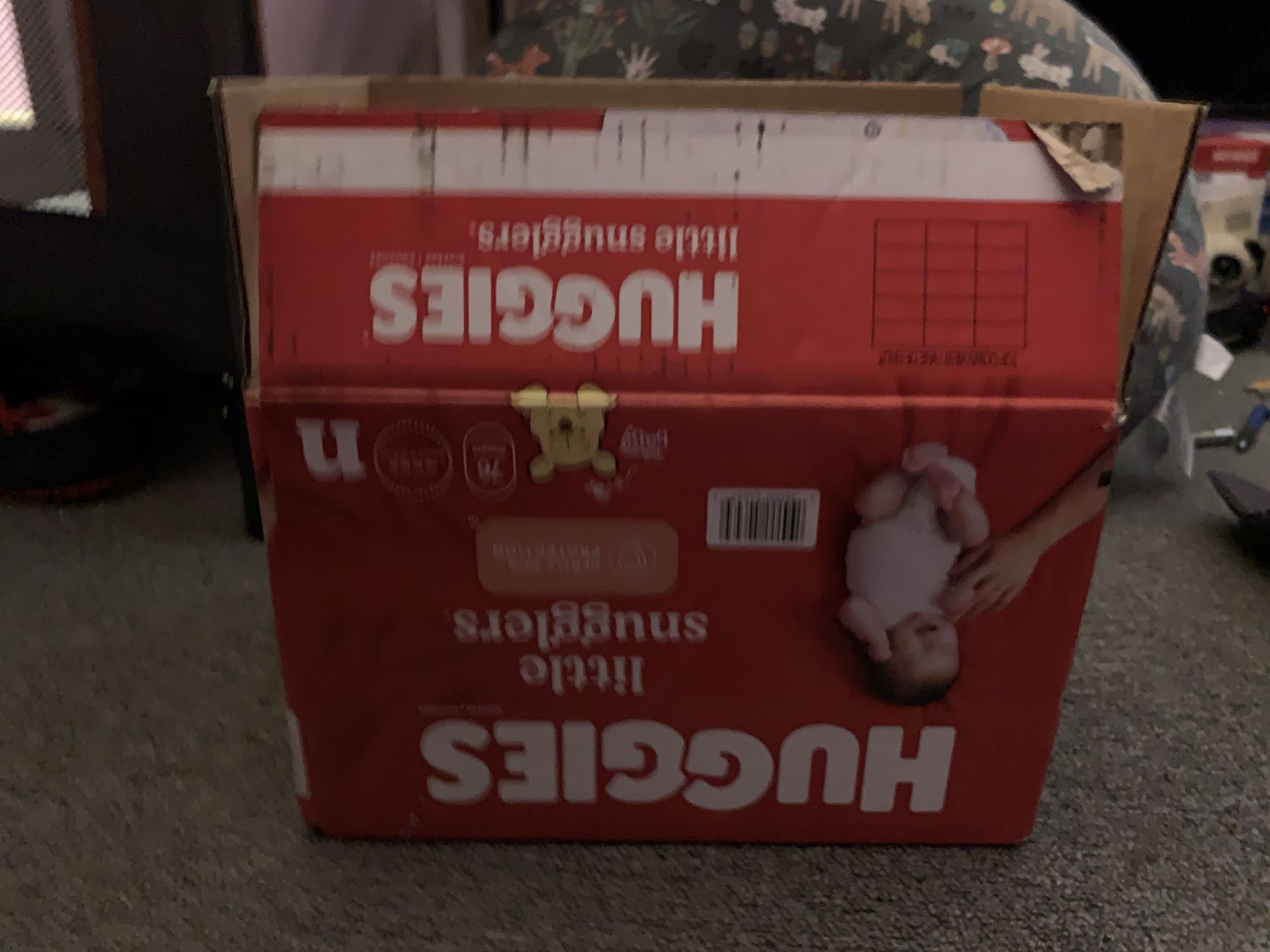3/4 Box Of Newborn Little Snugglers Huggies Diapers 