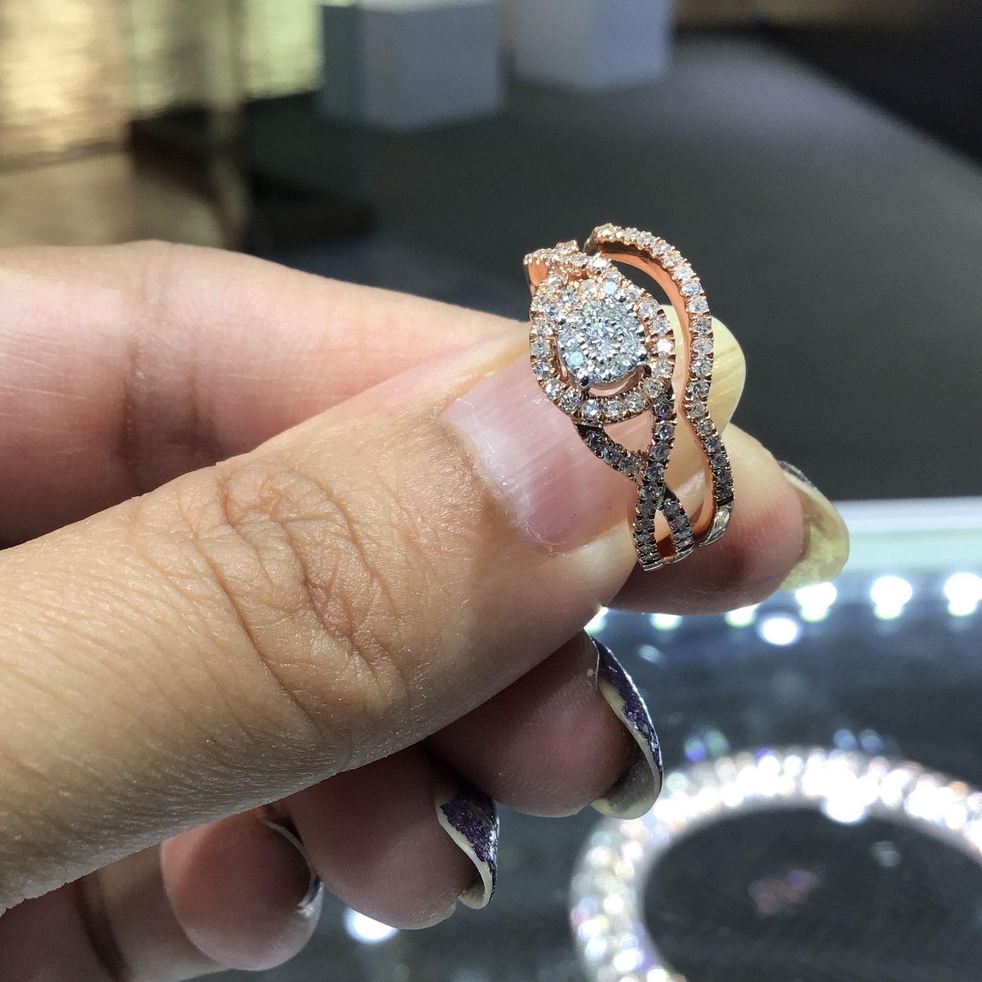 10k Rose Gold Diamond Bridal Set With Big Diamond 0.50ct Diamond ..best Quality Diamond …💎💎💎💎