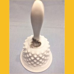 

White fenton Hobnail milk glass bell 3.25” diameter, 6" high  Thumbnail