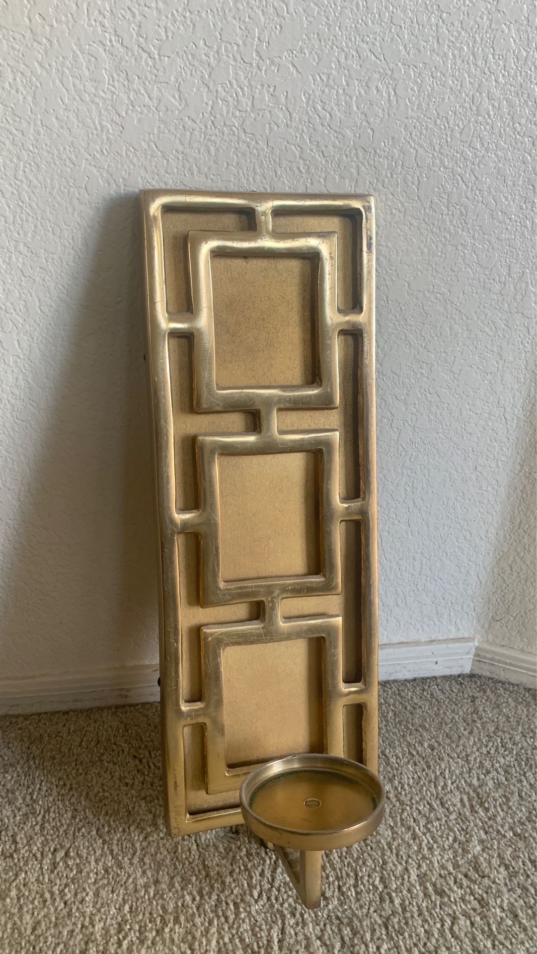 Gold metal candle holder -wall decor