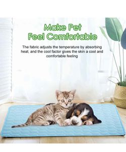 Jaaytct Cooling Mat for Dogs Cats Ice Silk Pet Self Cooling Pad Blanket for Pet Beds/Kennels/Couches /Car Seats/Floors Size Large  Thumbnail
