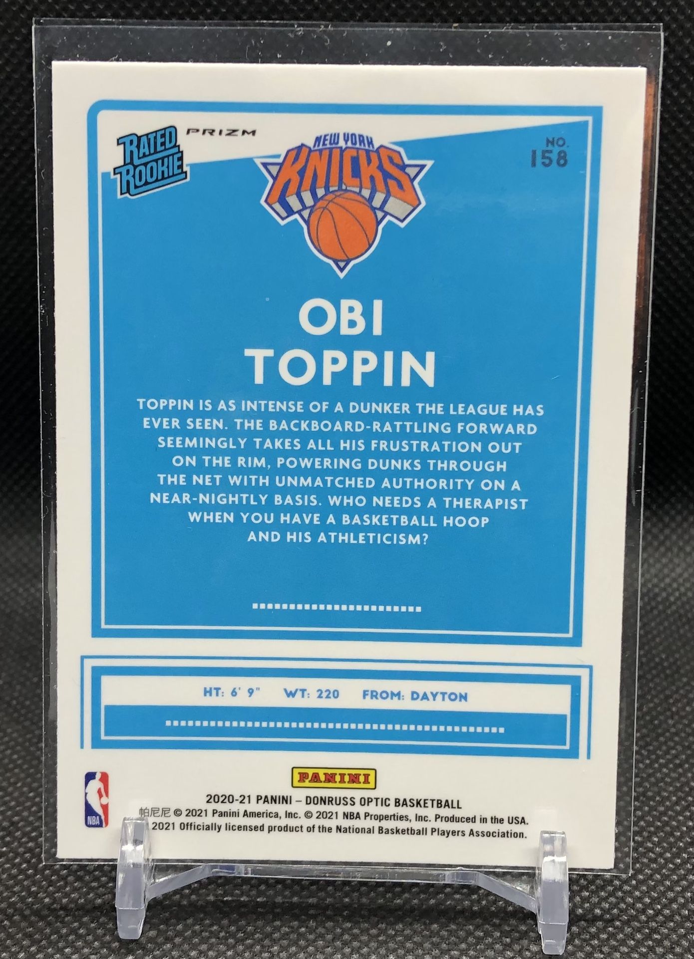 2020-21 Obi Toppin Optic Holo RC Rookie New York Knicks