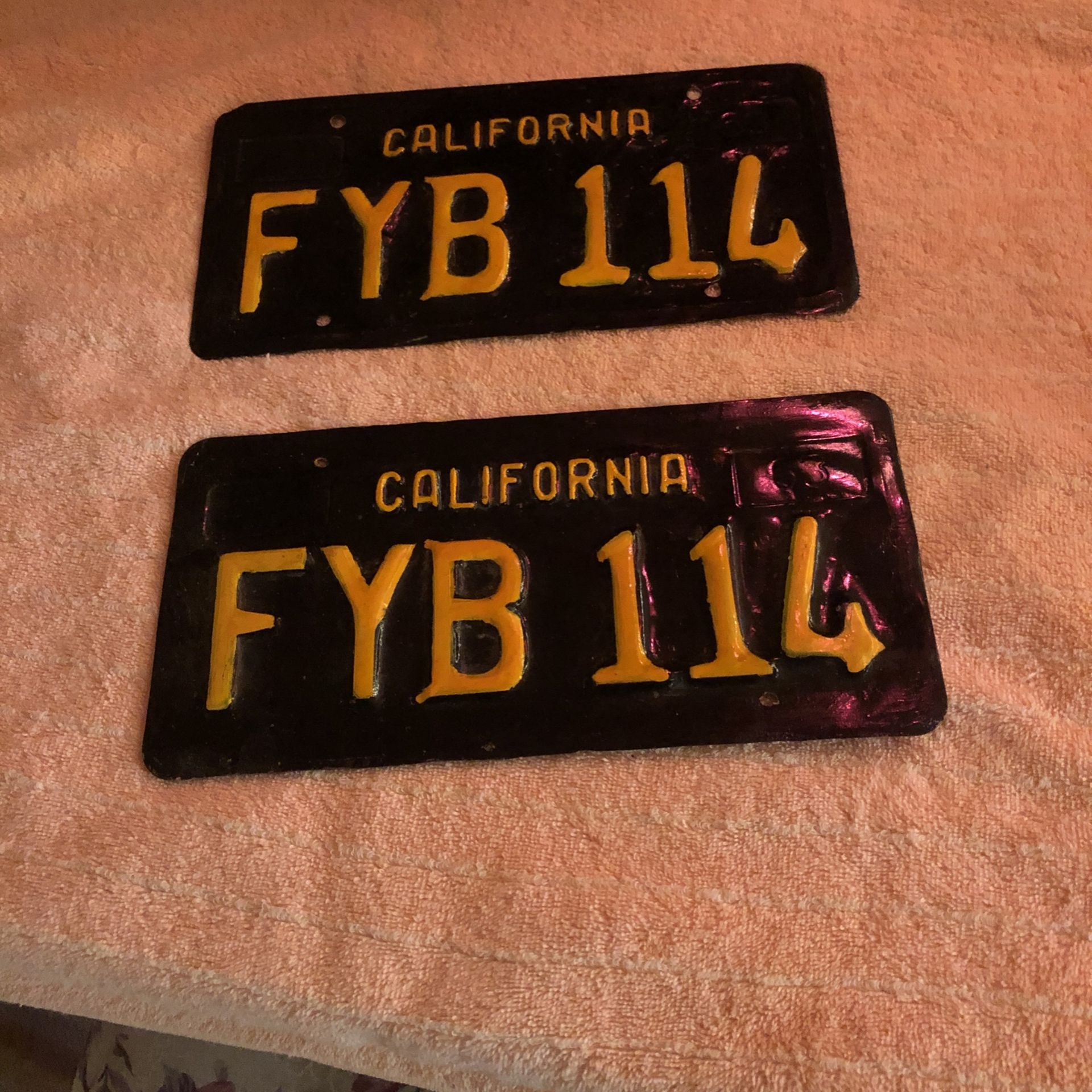 2 Vintage 1963 California Passenger Car License Plates for