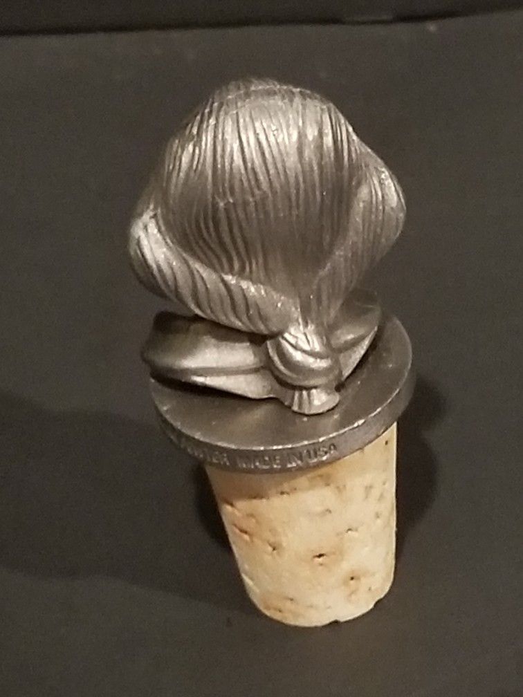 Pewter George Washington Bottle Stopper Wine Cork Topper Made in USA Never Used