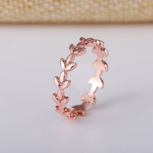 Fashion Leaf Rose Gold Plated Simple Ring for Women/Girl, K944
 
  