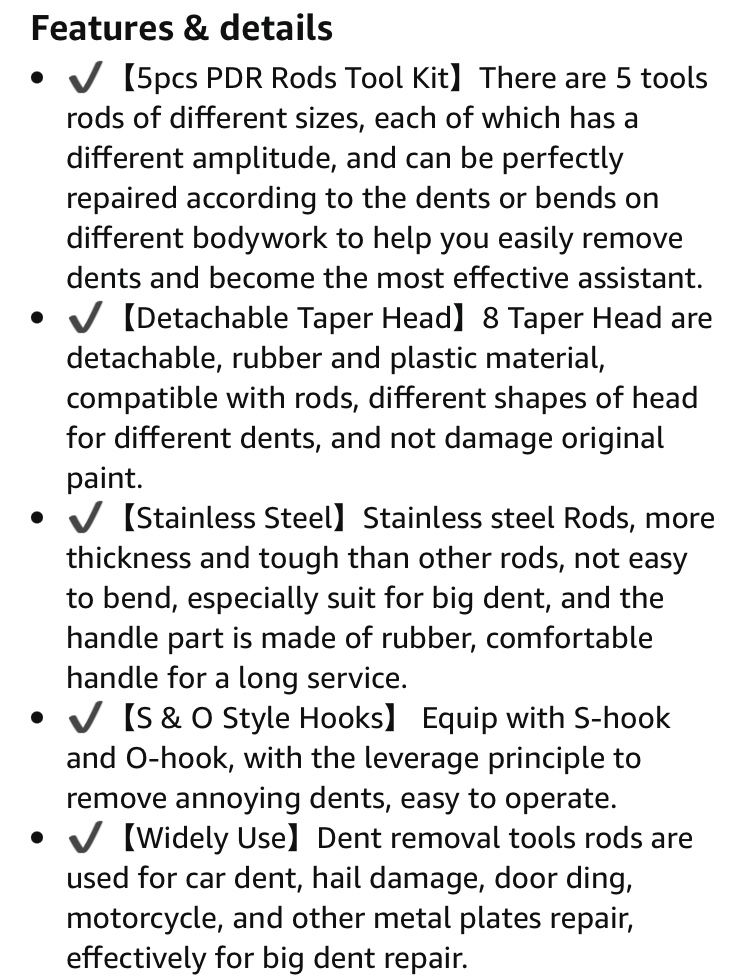 JMgist Rods Tools Paintless Dent Repair Kit