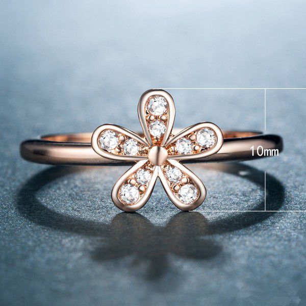 "Hot Sweet Dainty Flower Tiny Round CZ Thin Rings for Women, VP1679