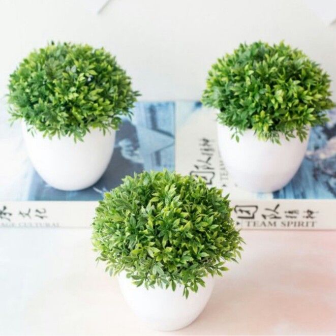 1Pc Artificial Plant Centerpiece in Pot Fake Mini Decorative Potted for Home, Indoor, Room, Office