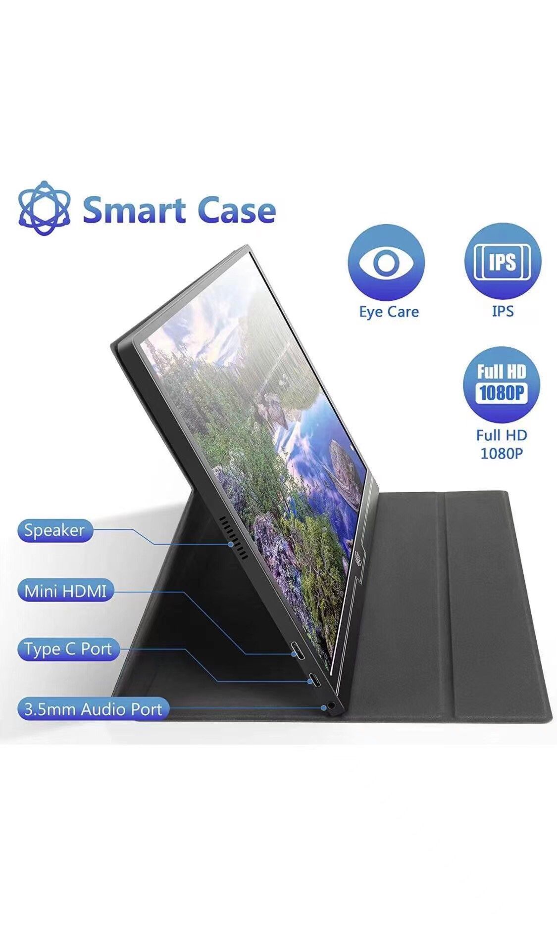 Portable Monitor 15.6 Inch 100% SRGB 1080P Gaming Monitor FHD Portable Laptop Monitor 1920 x 1080 IPS 178° Screen Eye Care Display with HDMI USB Type-