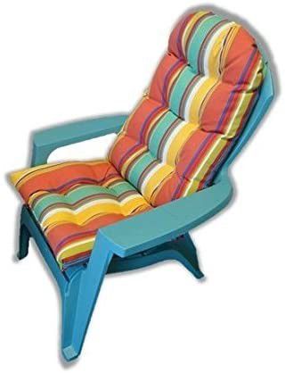 Outdoor Tufted Adirondack Chair Cushion - Red, Orange, Blue, Yellow, White Bright/Colorful Stripe