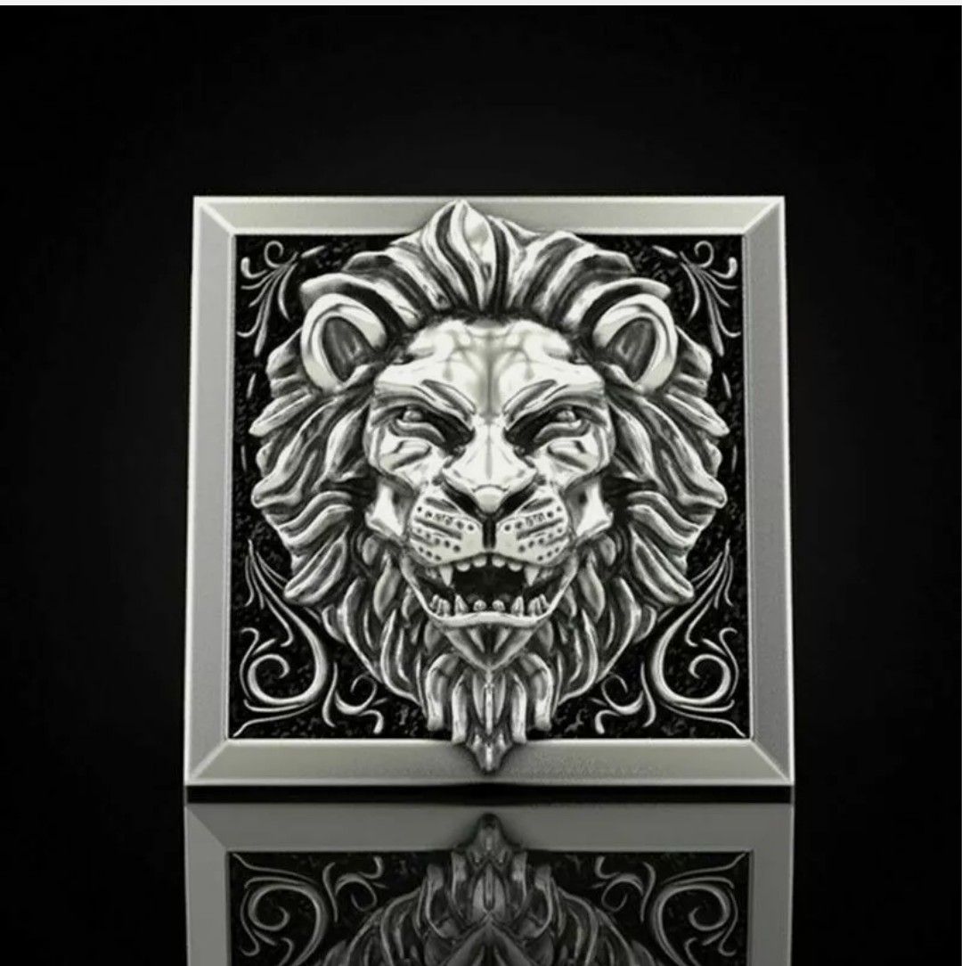 Men's Lion Two Tone 925 Silver Ring