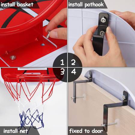 Basketball Hoop Indoor for Kids Toddlers Mini Basketball Hoop Over The Door 15” x 11.5” Backboard with Ball & Complete Accessories Wall Basketball Gam