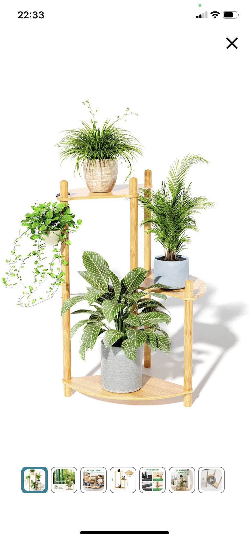 Plant Stand Flower Pot Holder, Enisudo 3 Tier Bamboo Plant Stand Indoor Outdoor Corner Plant Stands for Indoor Plants Multiple Plant Holder Side Table