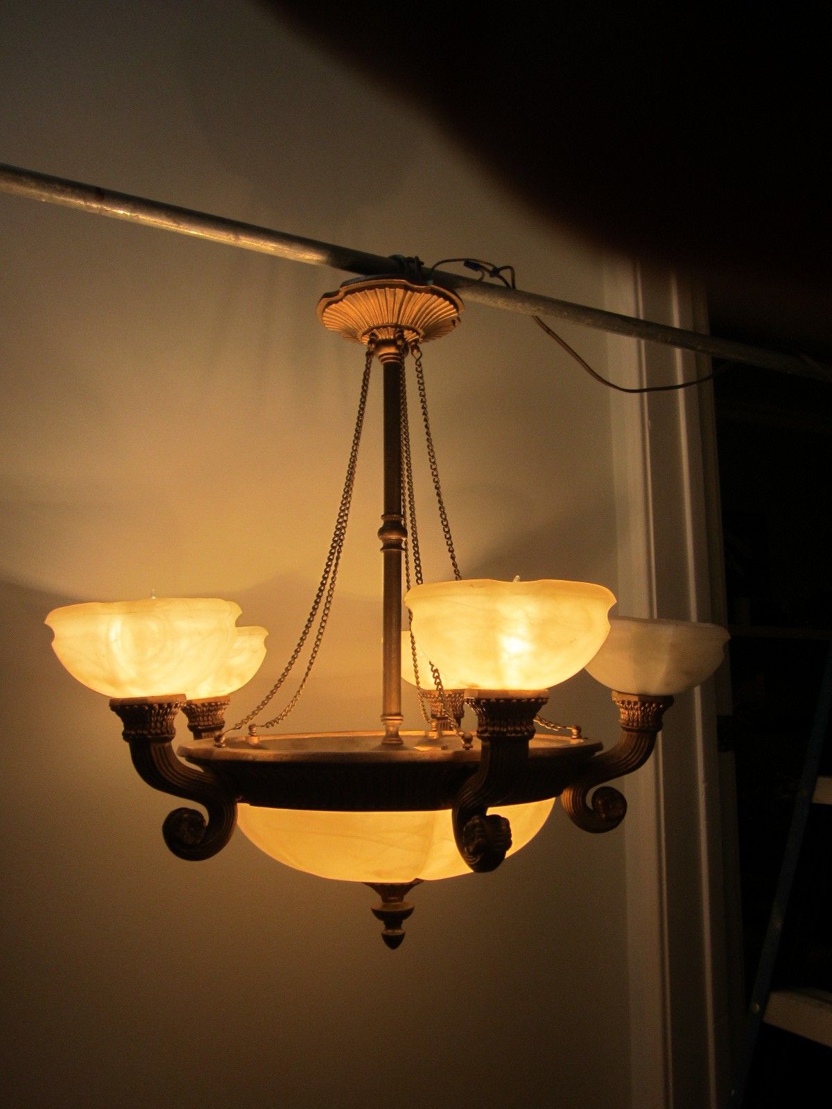 Vintage style alabaster chandelier