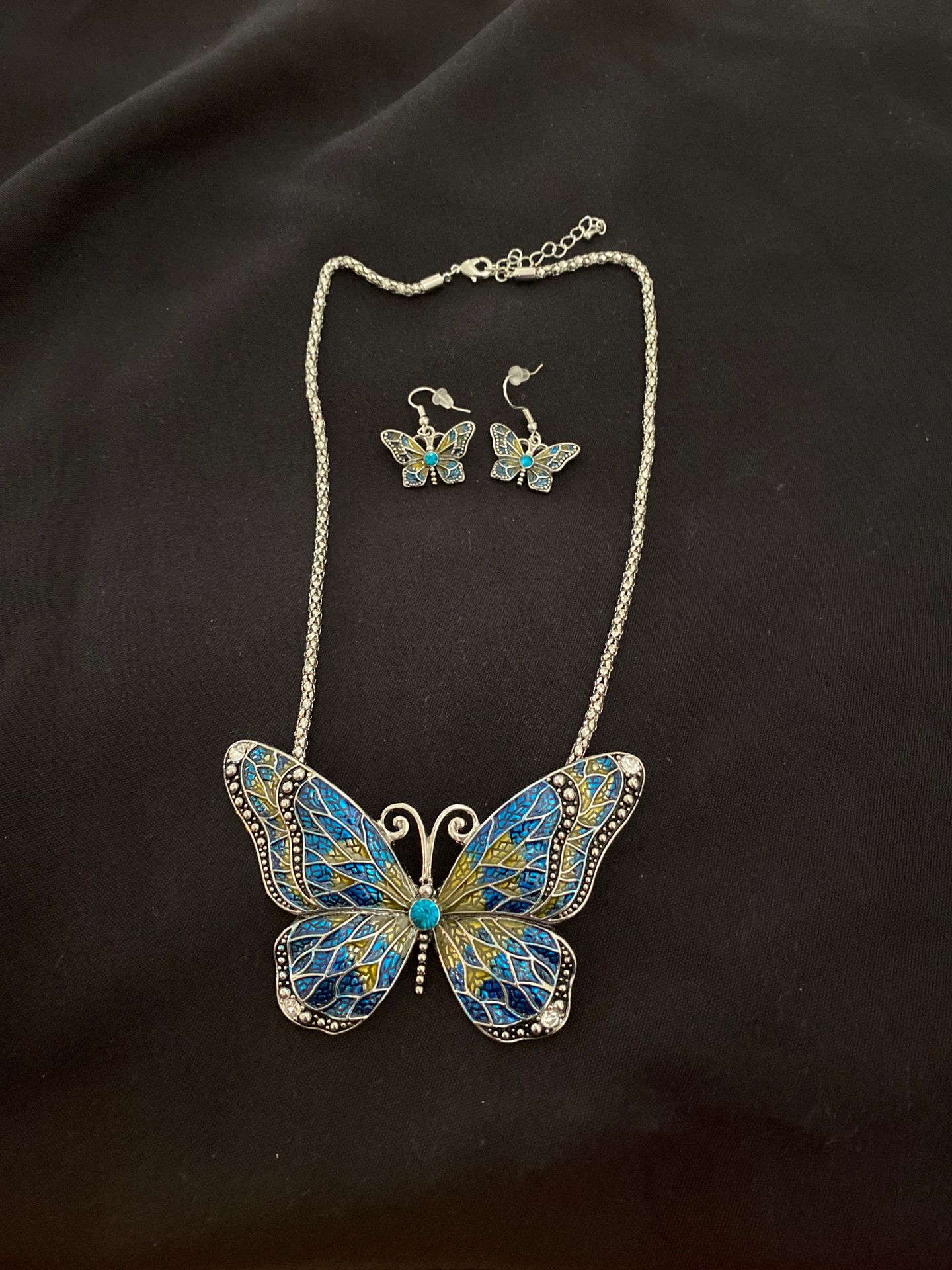 Butterfly necklace and earrings