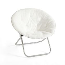 Mainstays Large Super Soft Microsuede 30" Saucer Chair, White Thumbnail