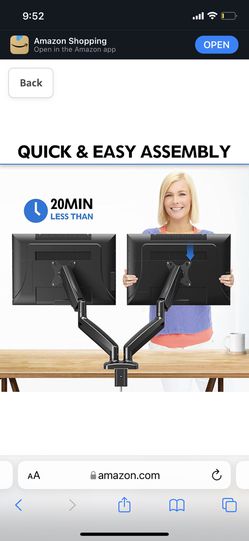 MOUNTUP Dual Monitor Stand, Fully Adjustable Gas Spring Dual Monitor Mount, Monitor Desk Mount with C Clamp, Grommet Mounting Base, Double Monitor Arm Thumbnail