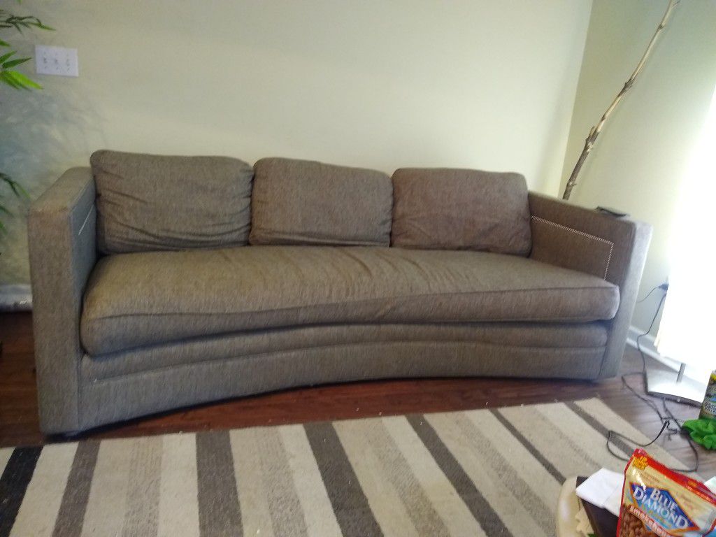 Grey Curve  Studded Couch