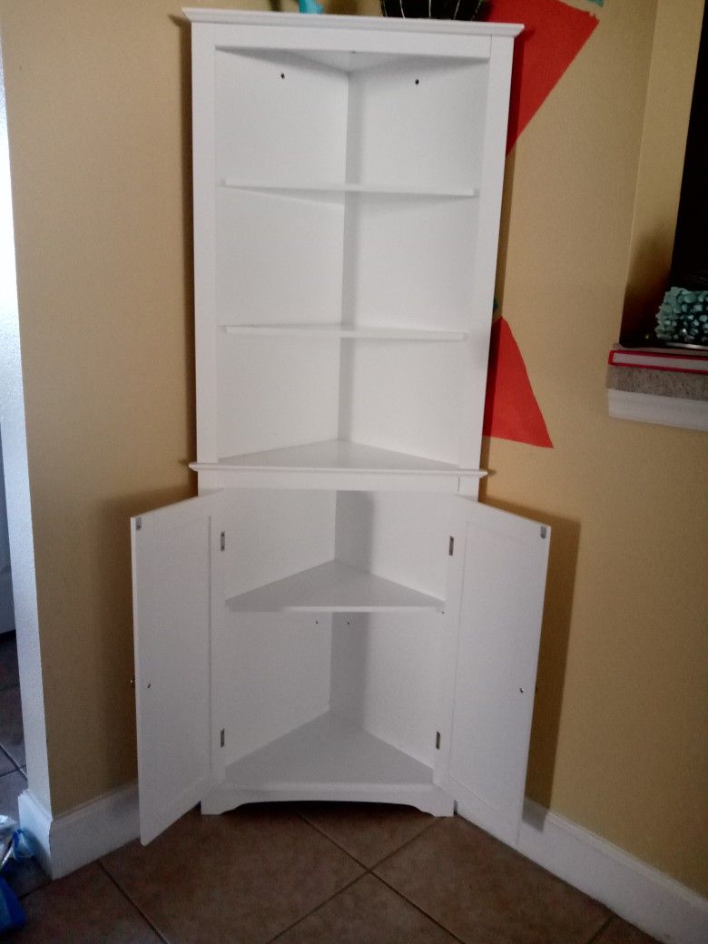 Corner Cabinet Shelf White In Perfect Condition, $120