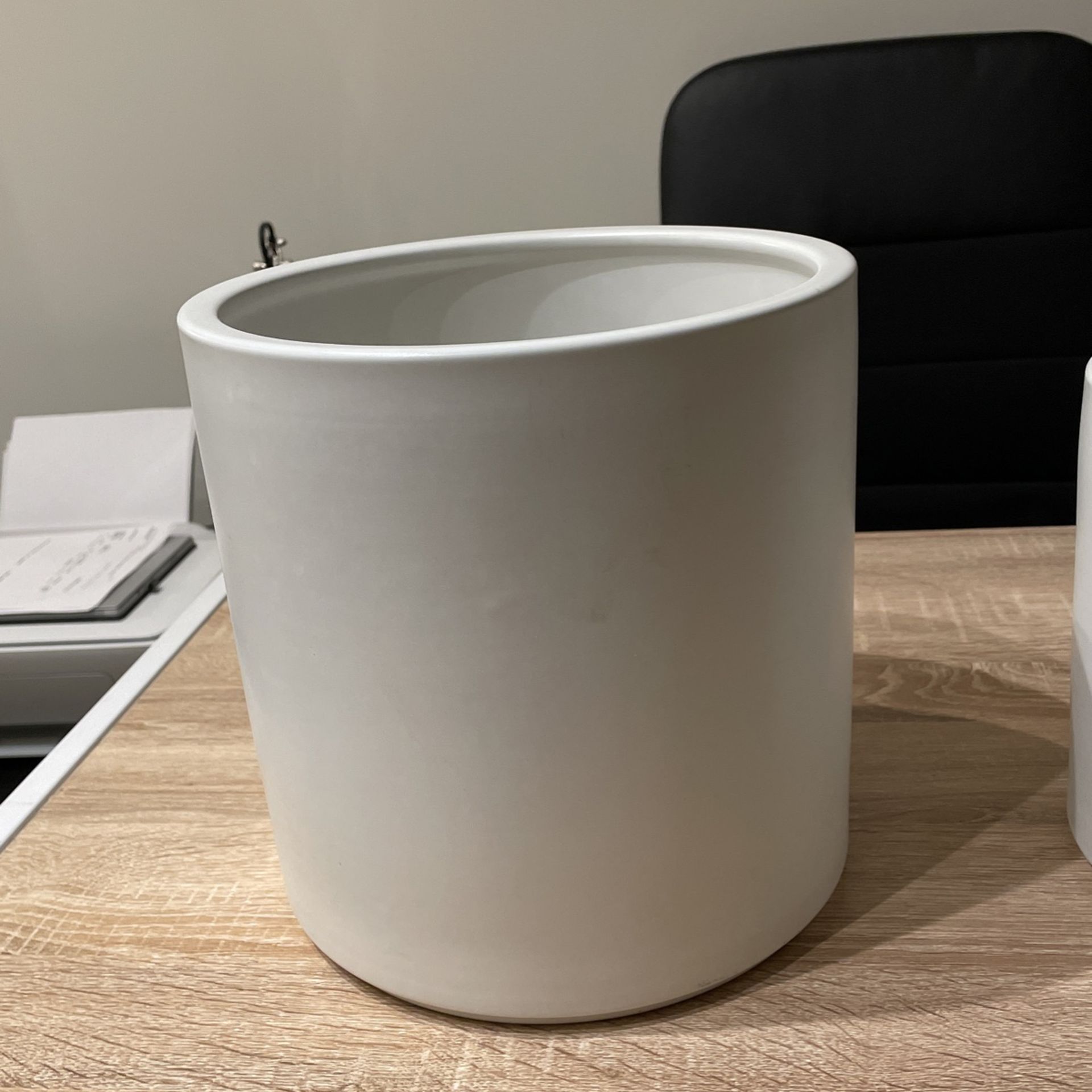 Fopamtri Plant Pot Set Matte White Ceramic Planter for Indoor Outdoor Plants Flowers Medium 8" Large 10 Inch Modern Cylinder Flower Pot with Drainage