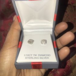Sterling Silver Diamond Earrings  Thumbnail