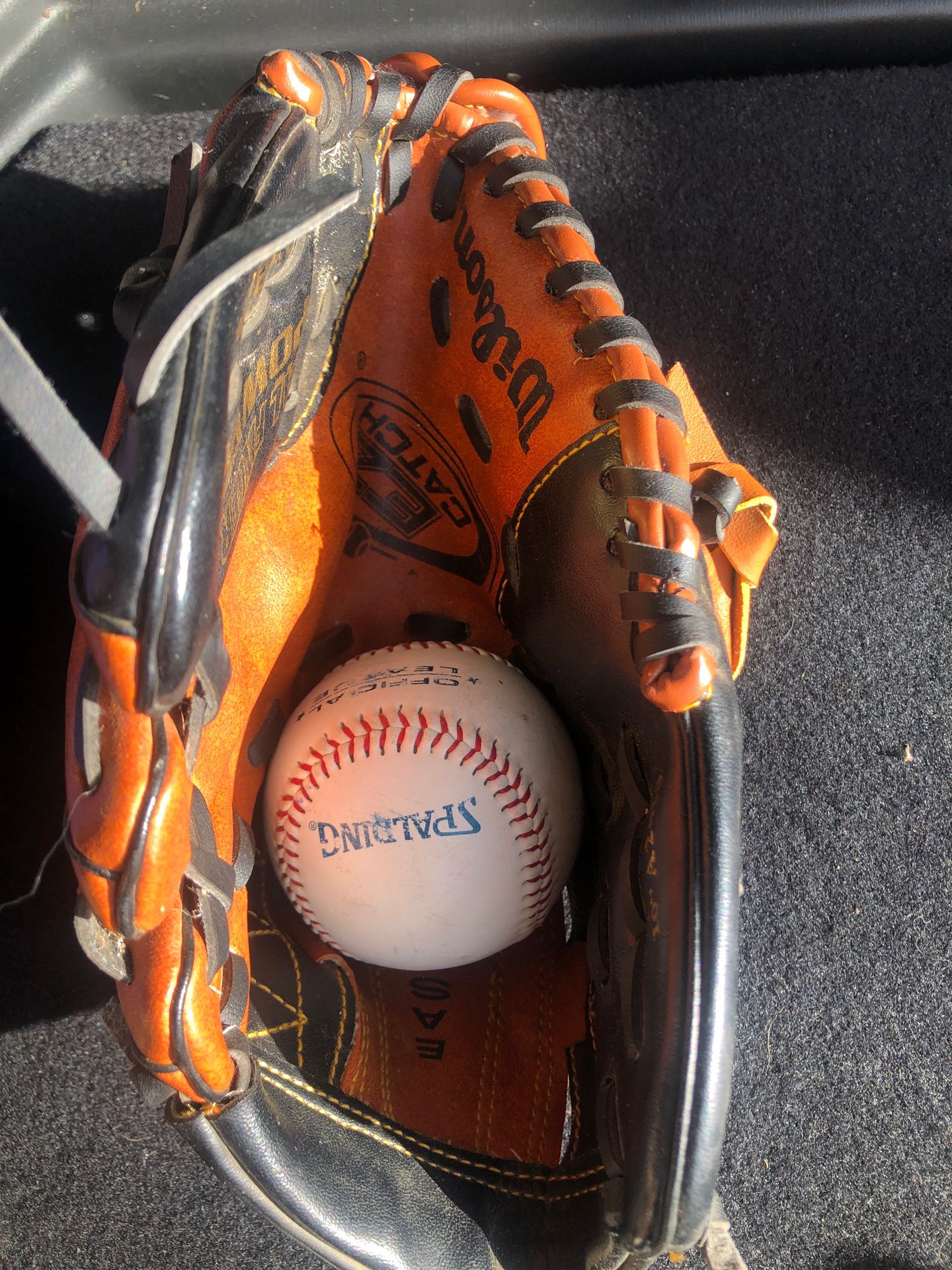 Baseball glove with ball