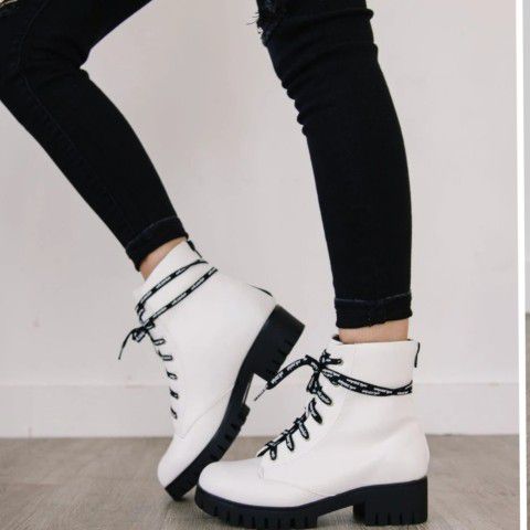 In love of white combat Boots