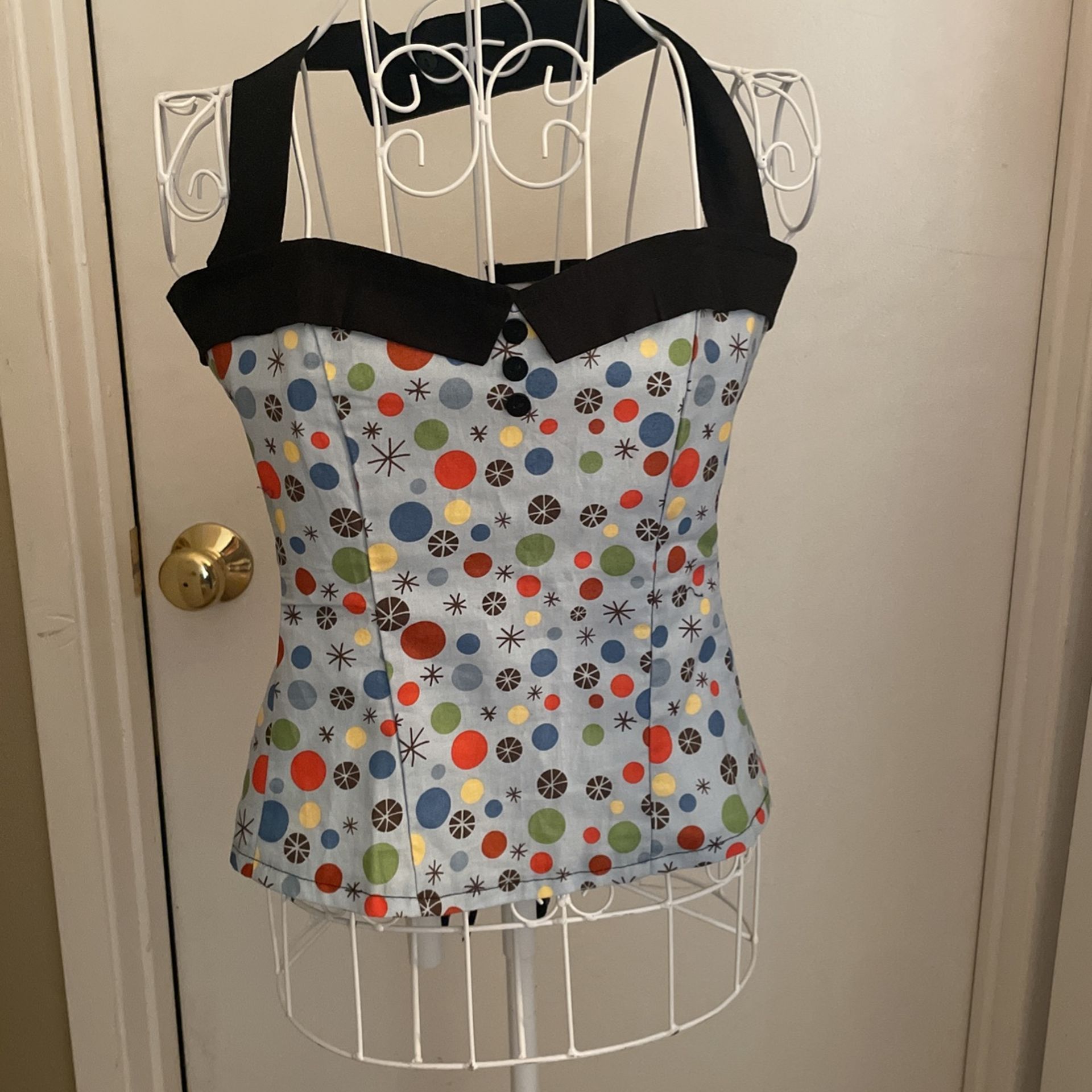 Pin Up Halter Corset Back Tie Top
