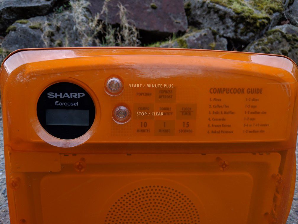 Sharp Half Pint Orange Carousel Microwave Oven Model R-120DR 