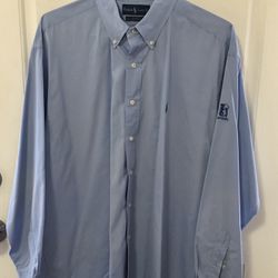 Ralph Lauren Men’s Blue Button Down Dress Shirt XL With TPC Logo Thumbnail