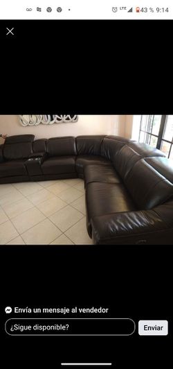 SOFA GENUINE 100%REAL LEATHER RECLINER ELECTRIC BLACK... DELIVERY SERVICE AVAILABLE 🚚 Thumbnail