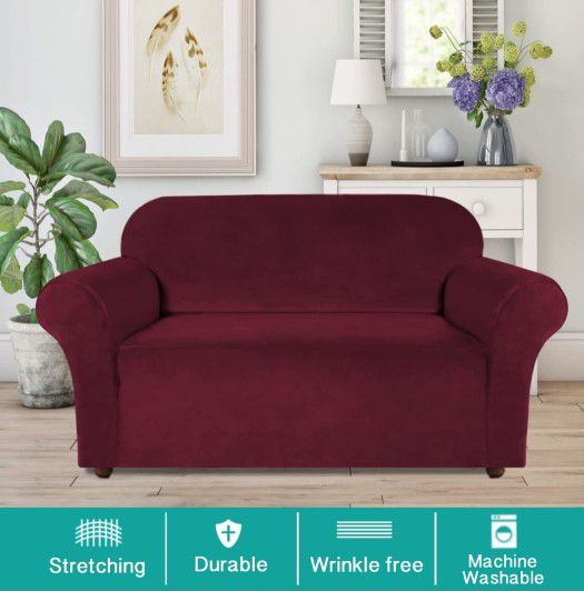 Burgundy Velvet Couch Cover