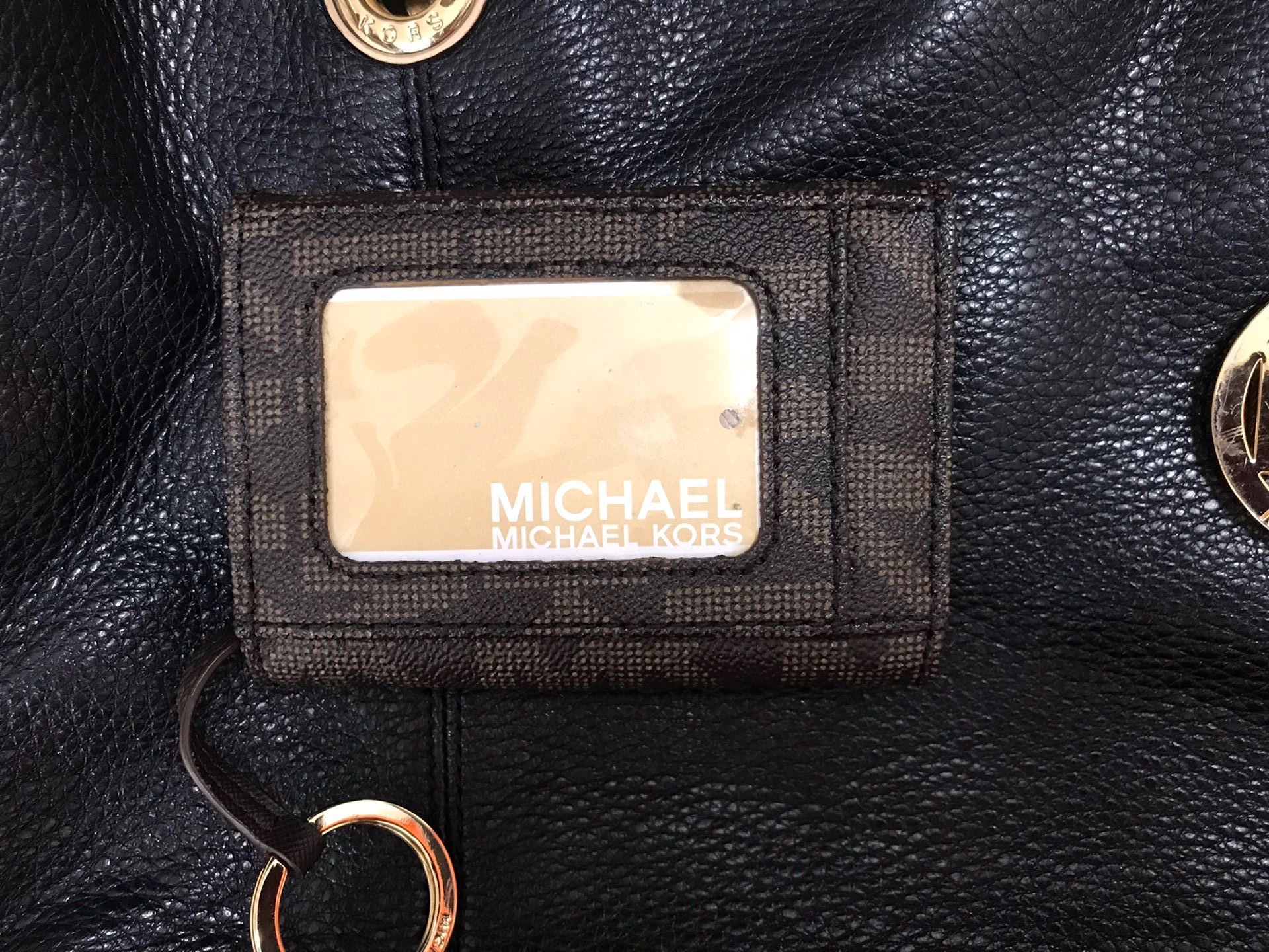 Women Michael Kors Black Leather Purse And Leather Wallet