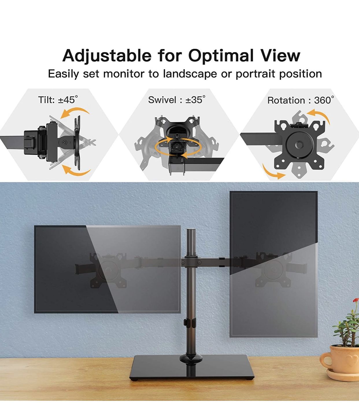 HUANUO Dual Monitor Stand - Free Standing