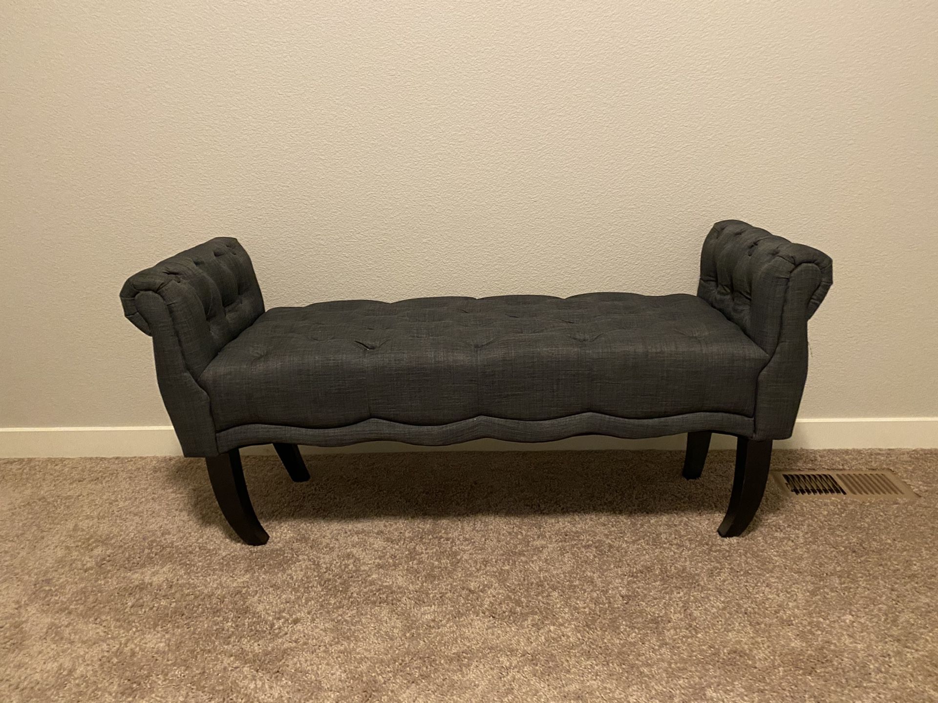 Charcoal Roll Arm Bench in Charcoal Grey