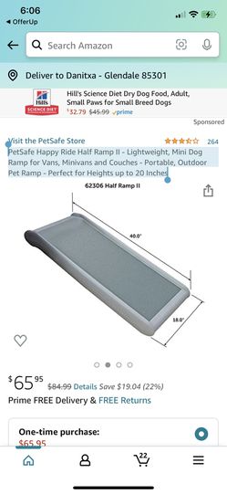 PetSafe Happy Ride Half Ramp II - Lightweight, Mini Dog Ramp for Vans, Minivans and Couches - Portable, Outdoor Pet Ramp - Perfect for Heights up to 2 Thumbnail